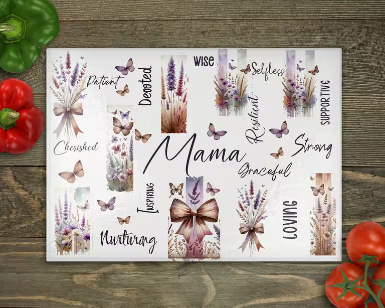 Mama Affirmations Glass Cutting Board