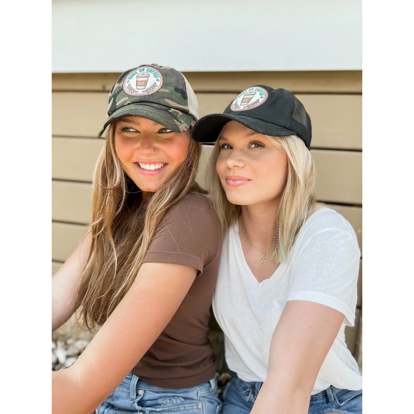 Embroidered Runs on Coffee Patch C.C High Pony Criss Cross B