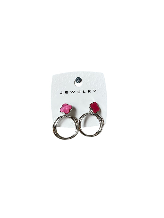 SILVER RING PINK FLOWER EARRINGS