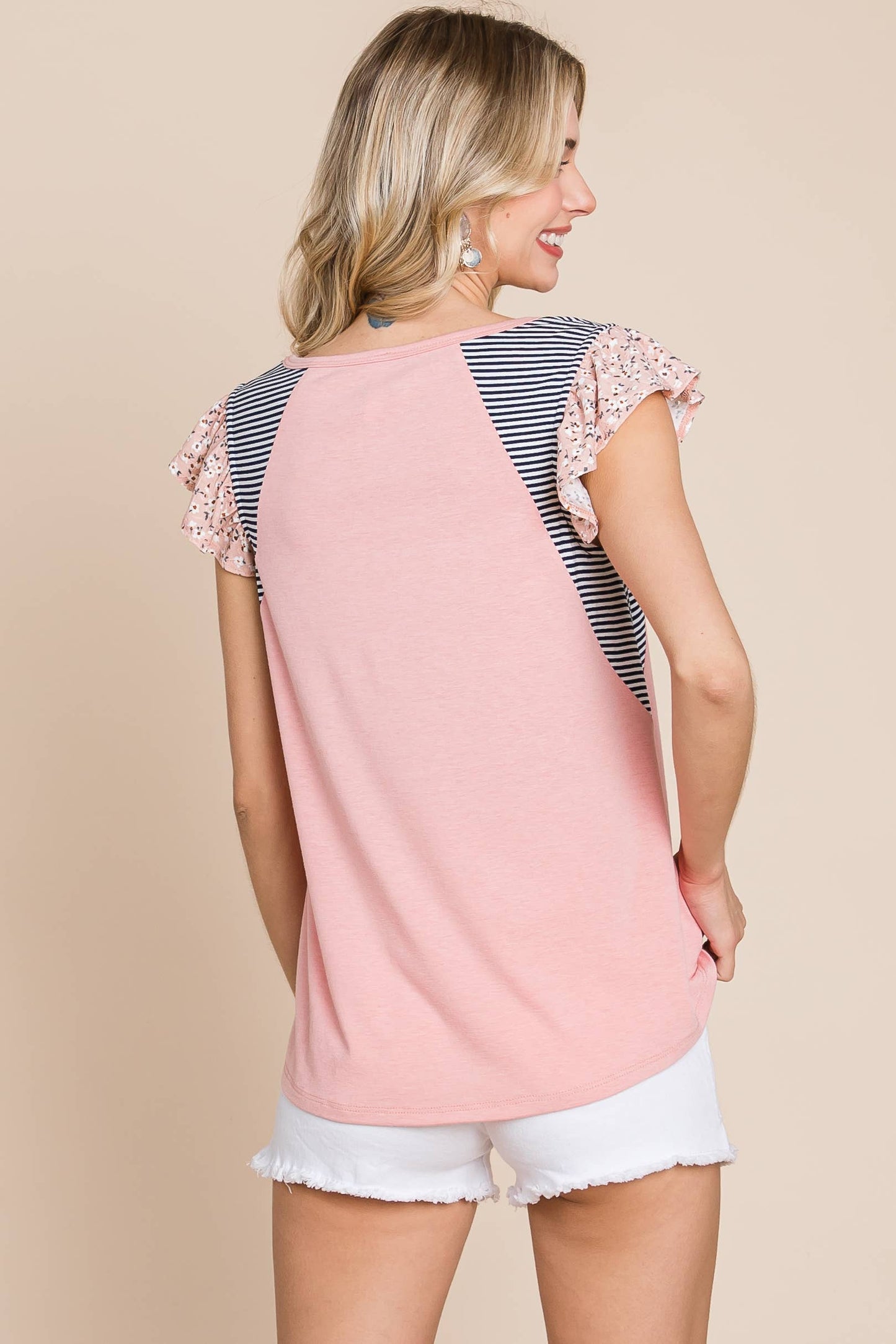Floral Flutter Sleeves Top