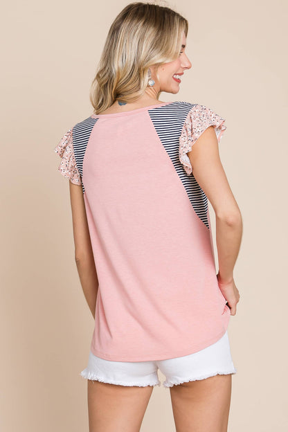 Floral Flutter Sleeves Top