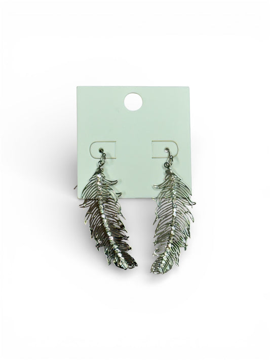 METAL FEATHER EARRINGS WITH AB