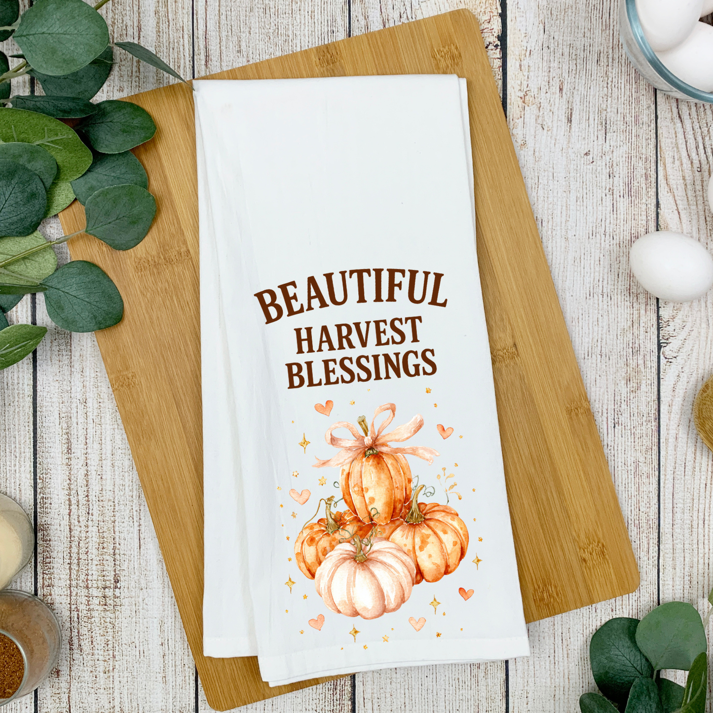 Beautiful Harvest Blessings Kitchen Tea Towel