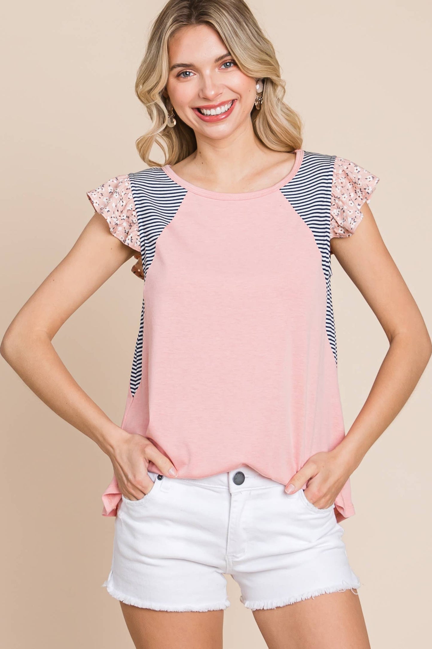 Floral Flutter Sleeves Top