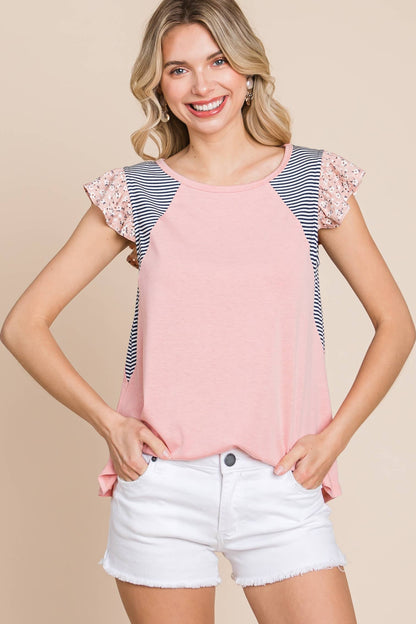 Floral Flutter Sleeves Top