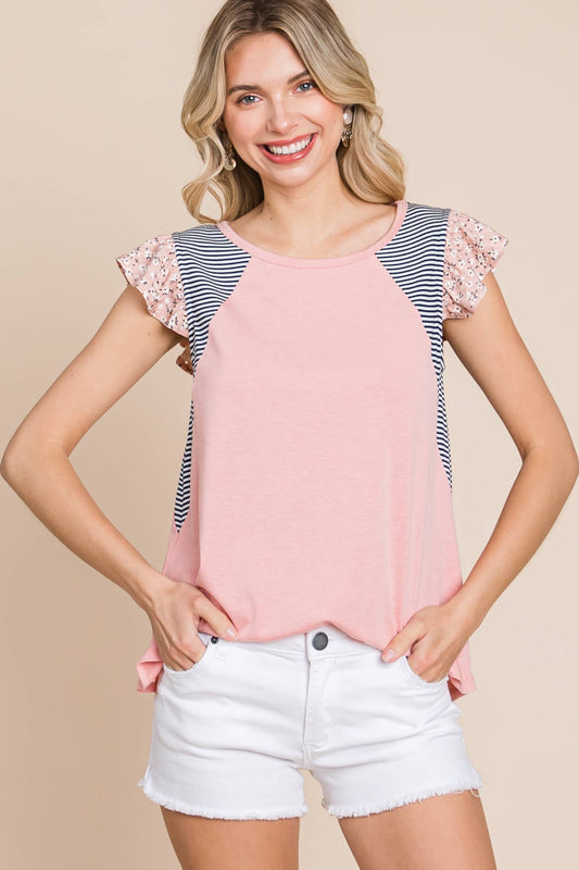 Floral Flutter Sleeves Top