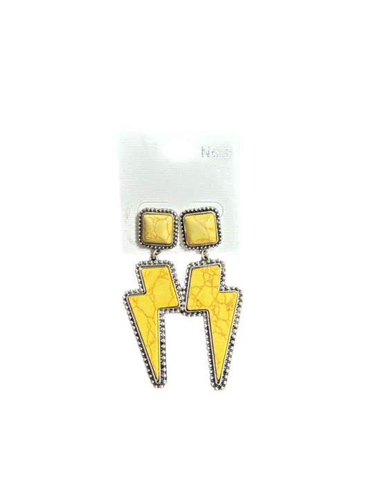 YELLOW BOLT MARBLE EARRINGS