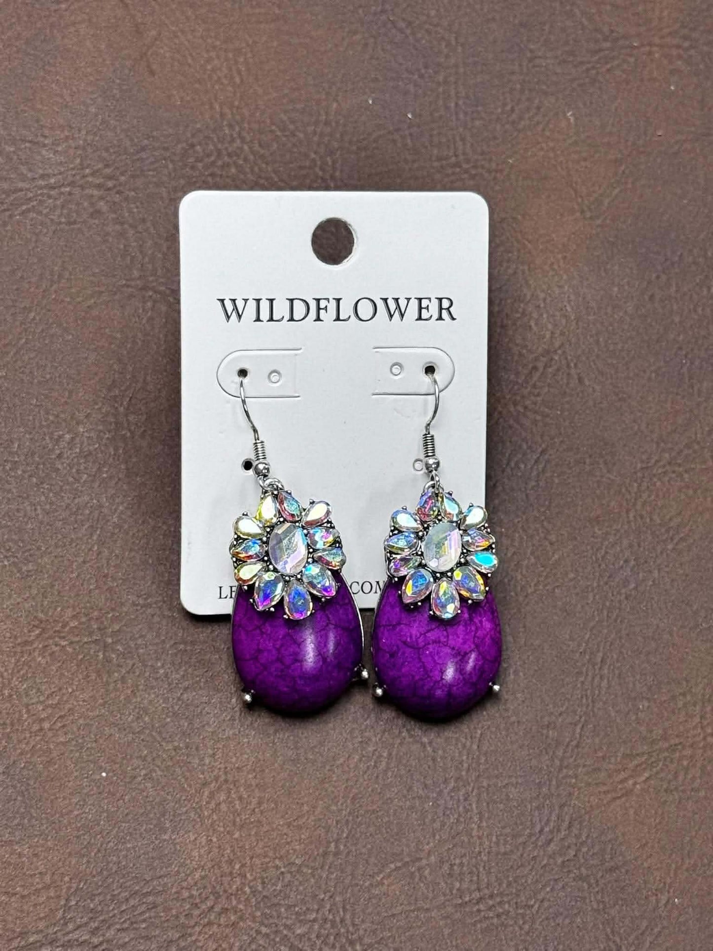STONE AND AB DANGLE EARRINGS