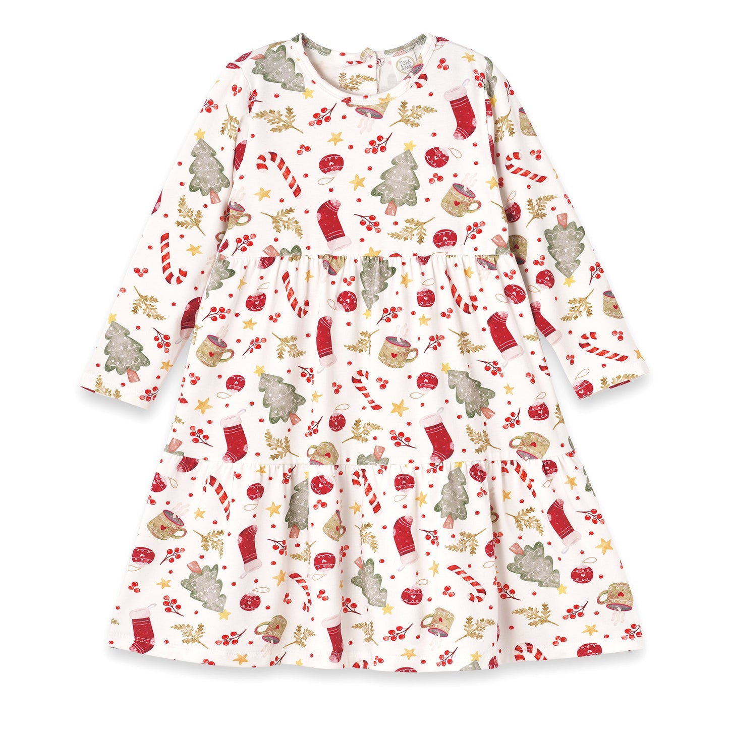 Girls’ Christmas Dress – Bamboo Holiday Tiered Twirl Dress