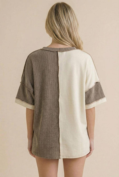 Plus Camo Animal Print Color Block Top