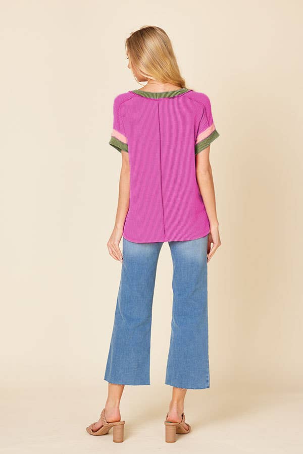 Ribbed Color Block Top