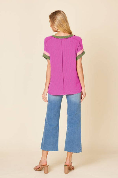 Ribbed Color Block Top