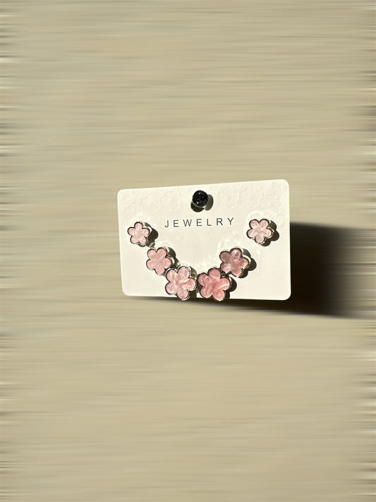 PINK FLOWER SILVER EARRINGS