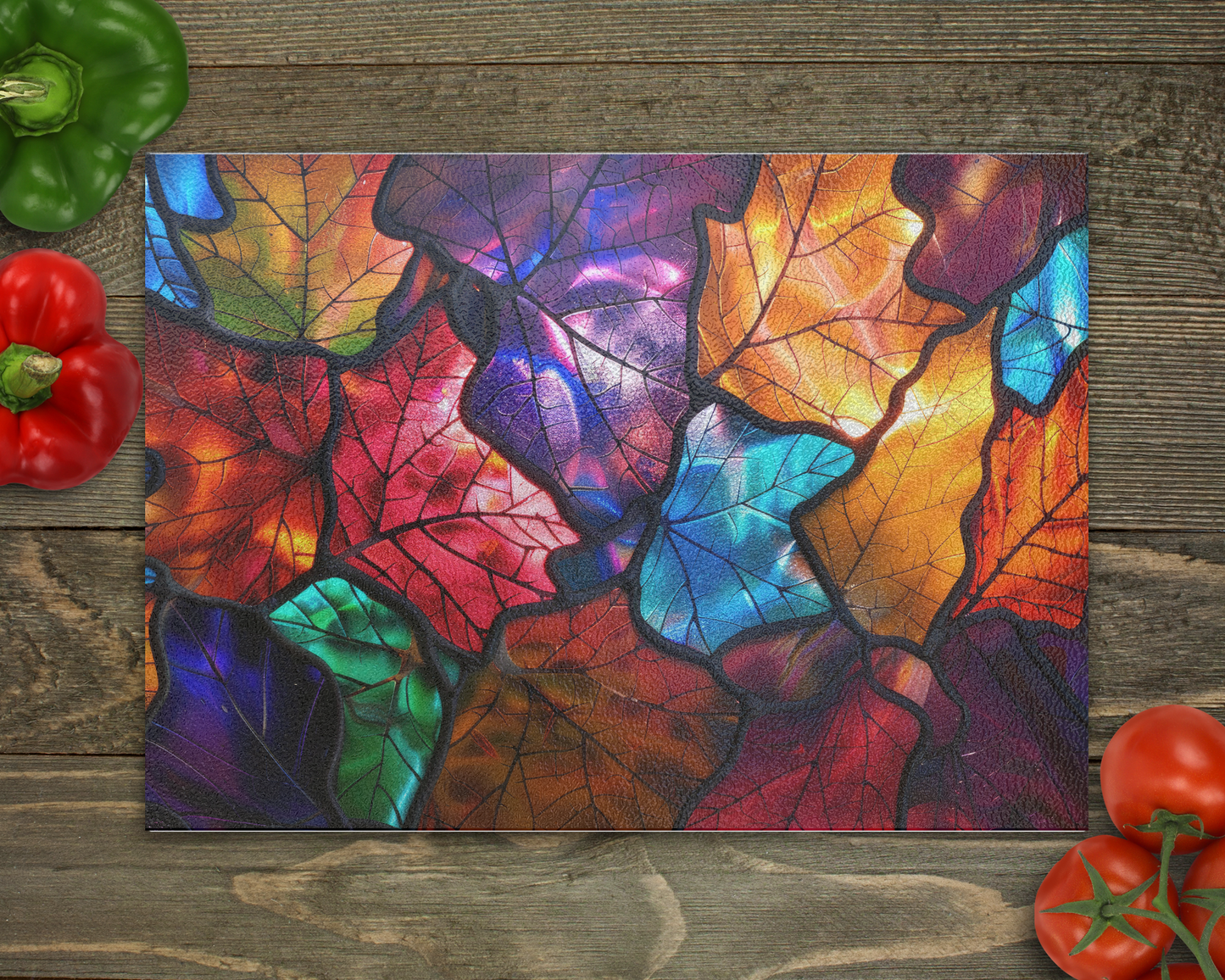 Stained Glass Fall Colors Glass Cutting Board