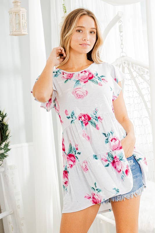FLORAL TOP WITH RUFFLED