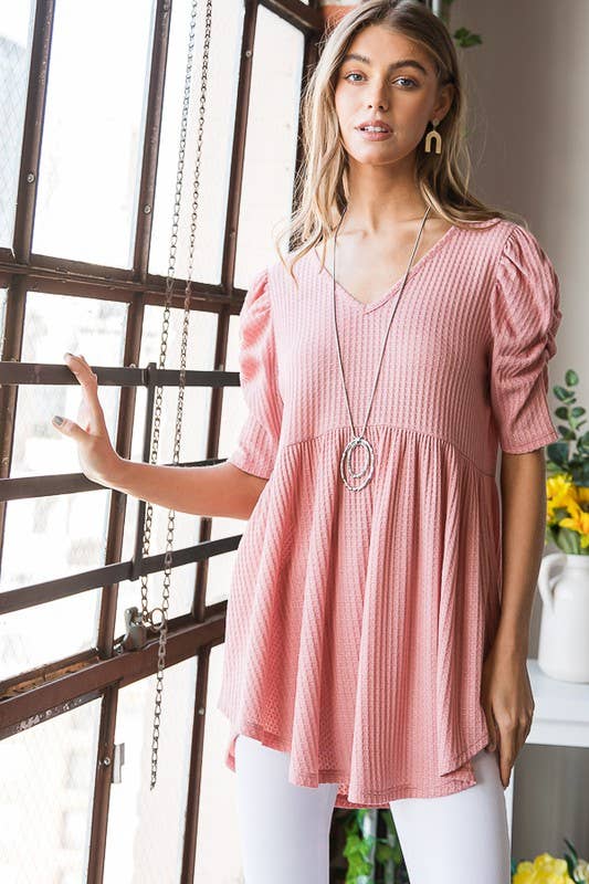 WAFFLE BABYDOLL TOP