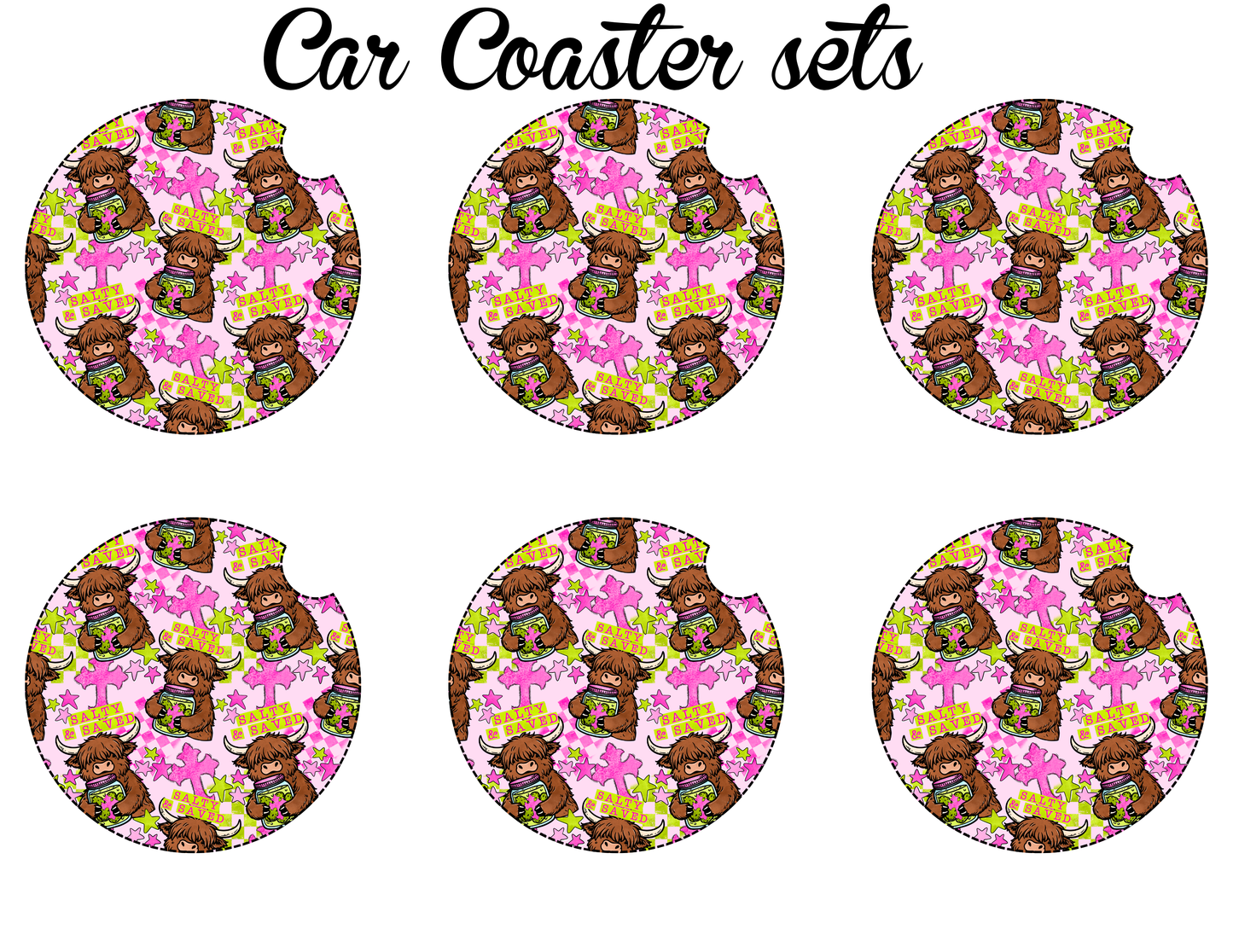 Salty & Saved car coaster set