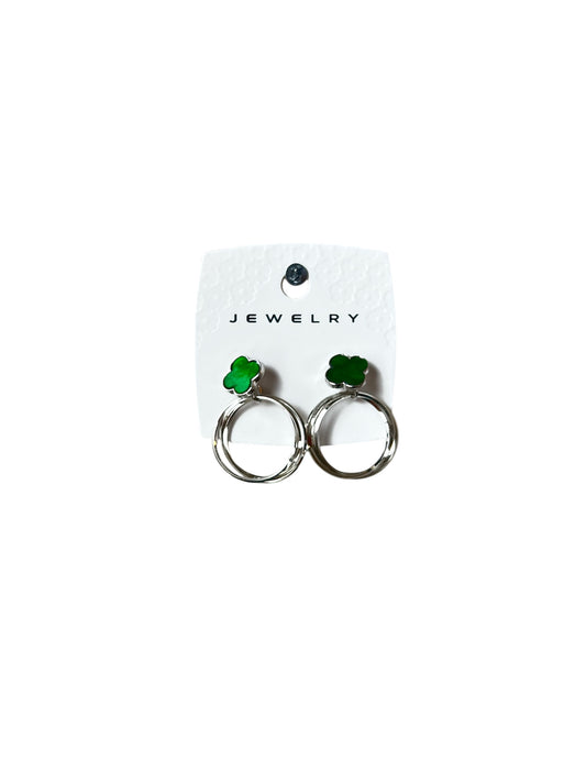 SILVER RING GREEN FLOWER EARRINGS