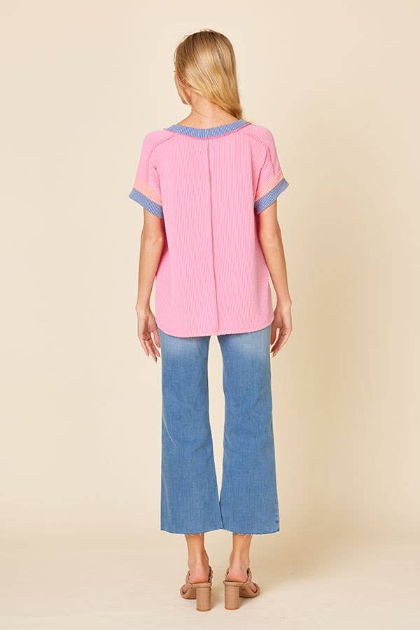 Ribbed Color Block Top