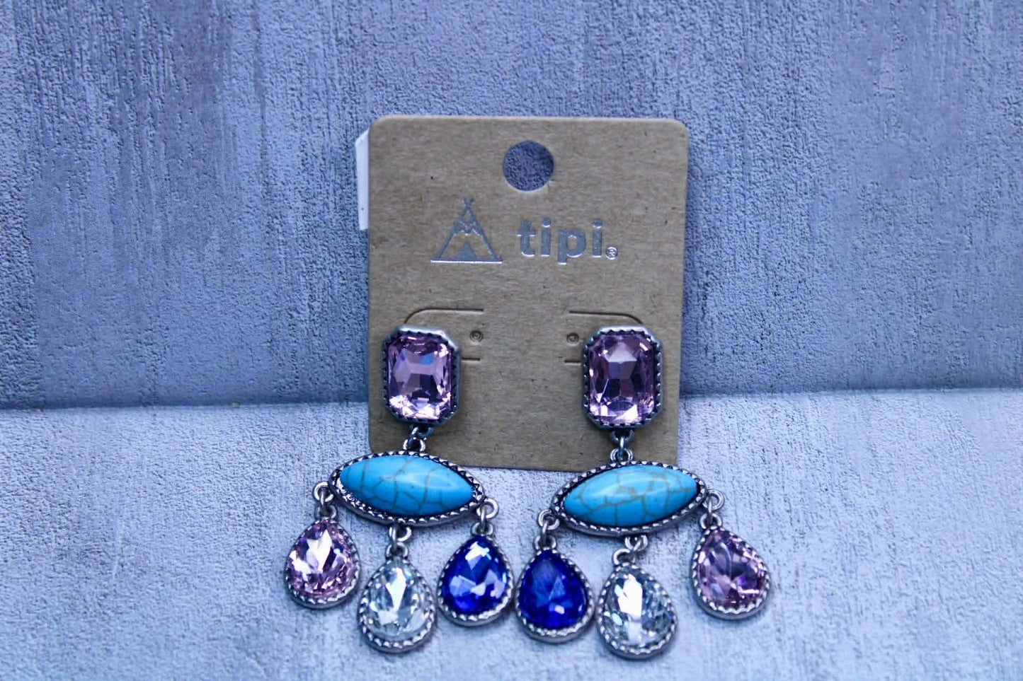 MULTI TIER STONE EARRINGS