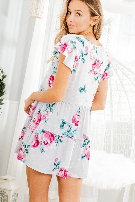FLORAL TOP WITH RUFFLED