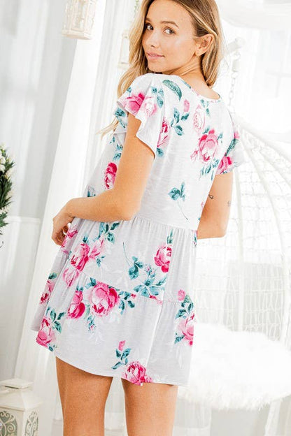 FLORAL TOP WITH RUFFLED