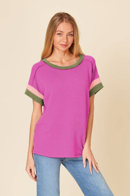 Ribbed Color Block Top