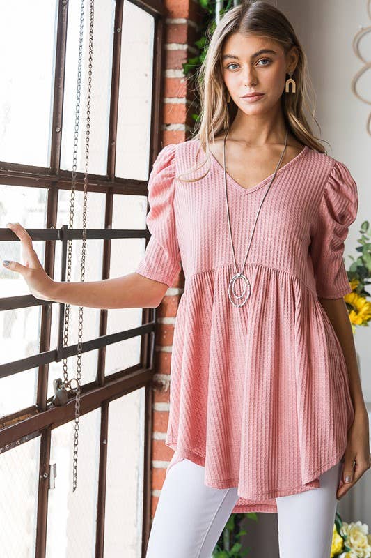 WAFFLE BABYDOLL TOP