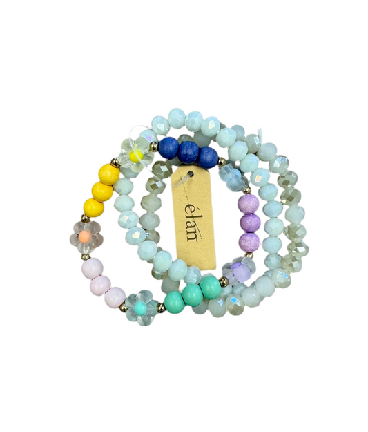 3 PIECE BRACELET STACK WITH FLOWERS