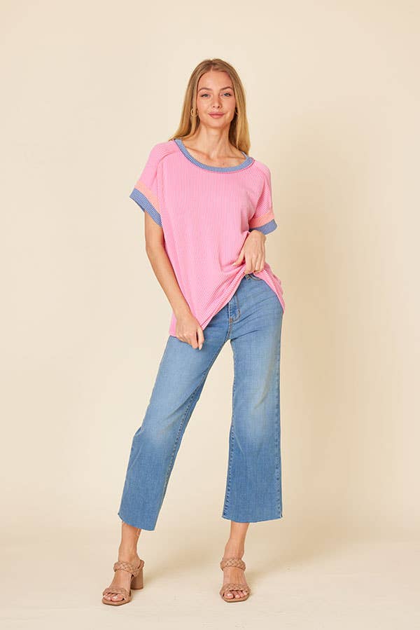Ribbed Color Block Top