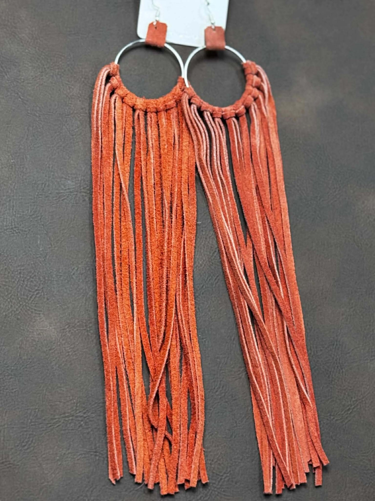 LONG LEATHER FRINGE EARRINGS