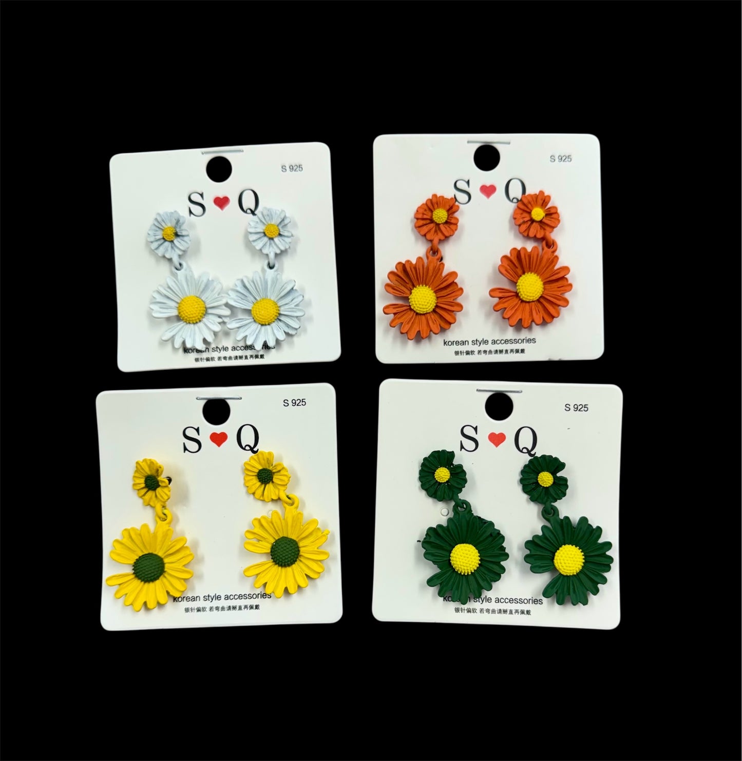 2 TIER METAL SUNFLOWER EARRINGS