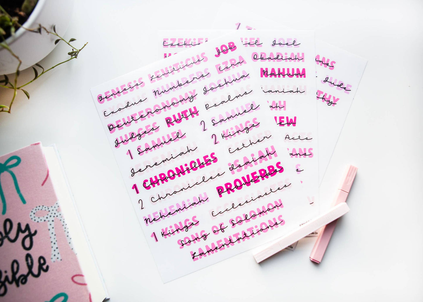 Books of the Bible Header Sticker Labels - ALL THE PINKS