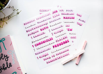 Books of the Bible Header Sticker Labels - ALL THE PINKS