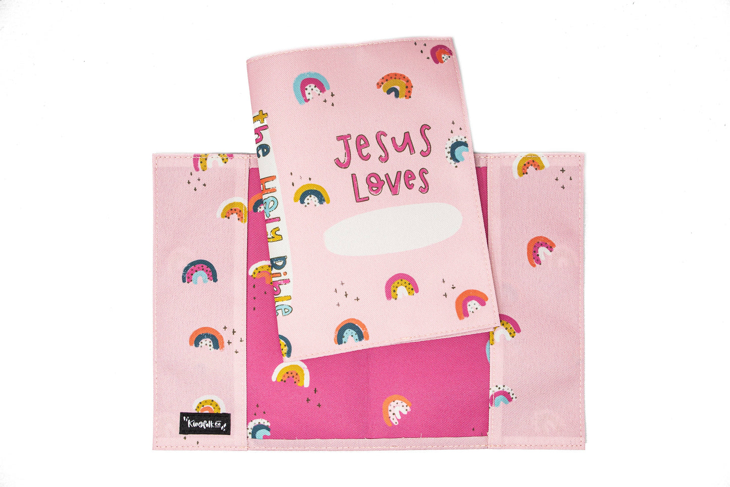 Pink Rainbow Jesus Loves Me Bible SLIPCOVER (fits the NIV Ad