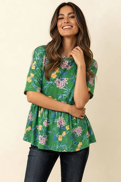Babydoll Peplum Oversized Loose Fit Floral Top 2