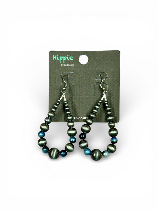 NAVAJO BEAD TEAR DROP EARRINGS