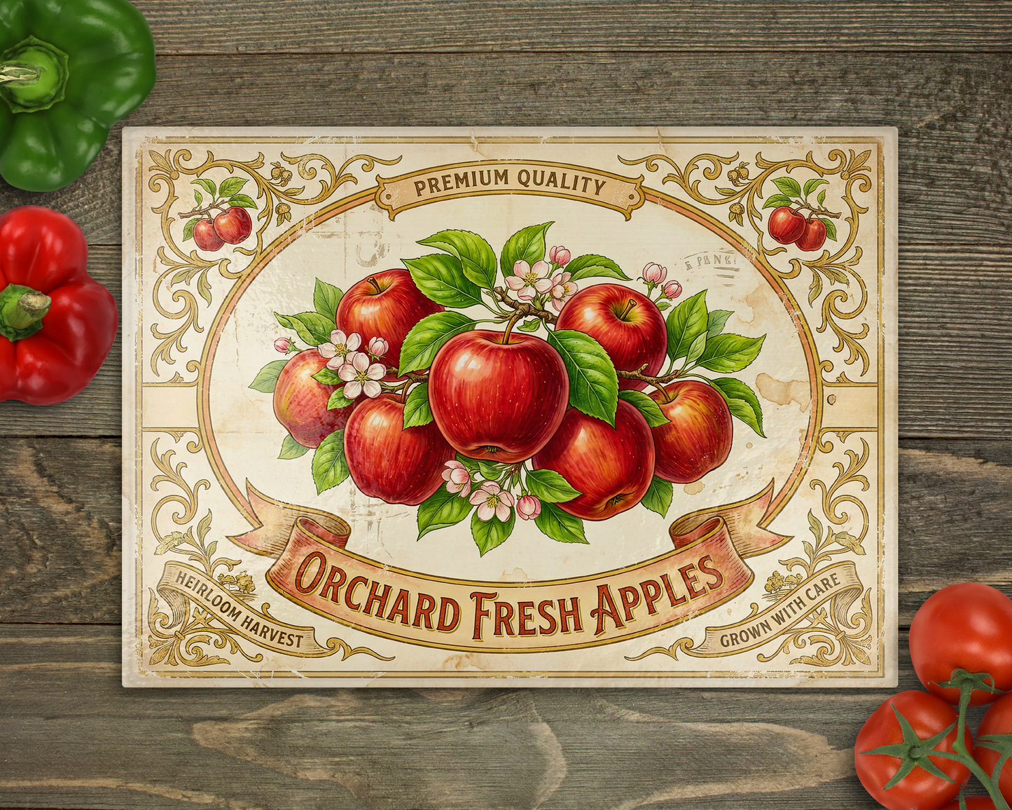 Apples Glass Cutting Board