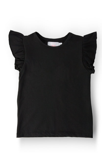 Black S/S Ruffle Tee
