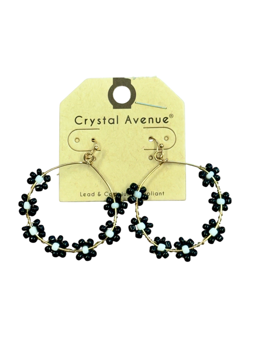 FLOWER BEADED HOOPS
