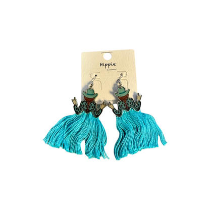 COWGIRL EARRINGS WITH FRINGE SKIRTS