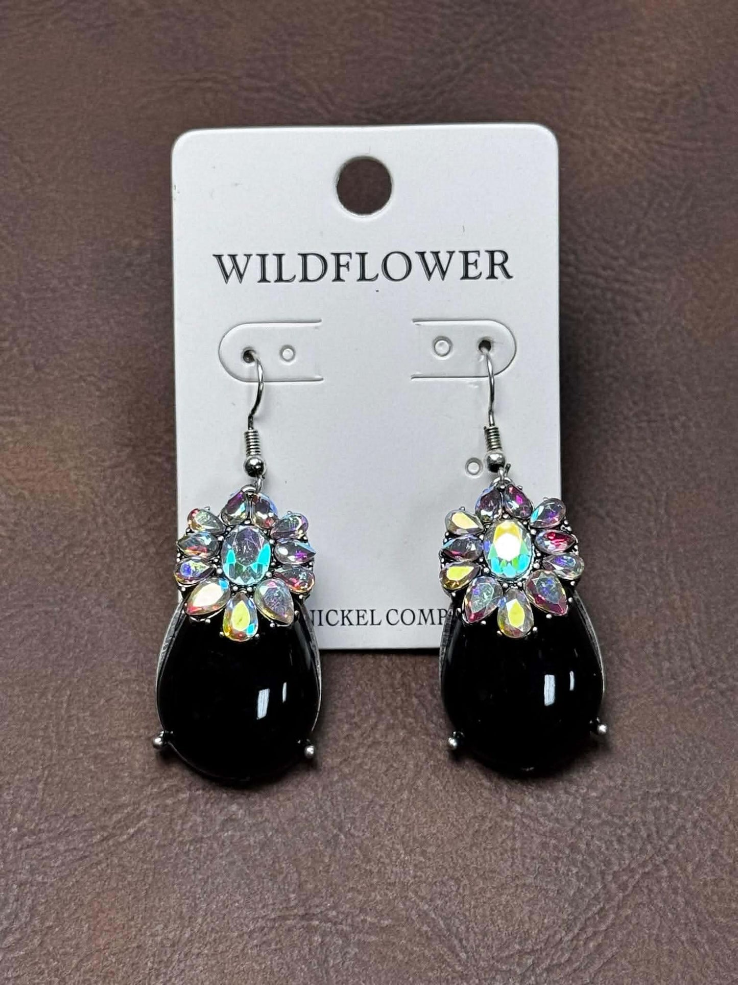 STONE AND AB DANGLE EARRINGS