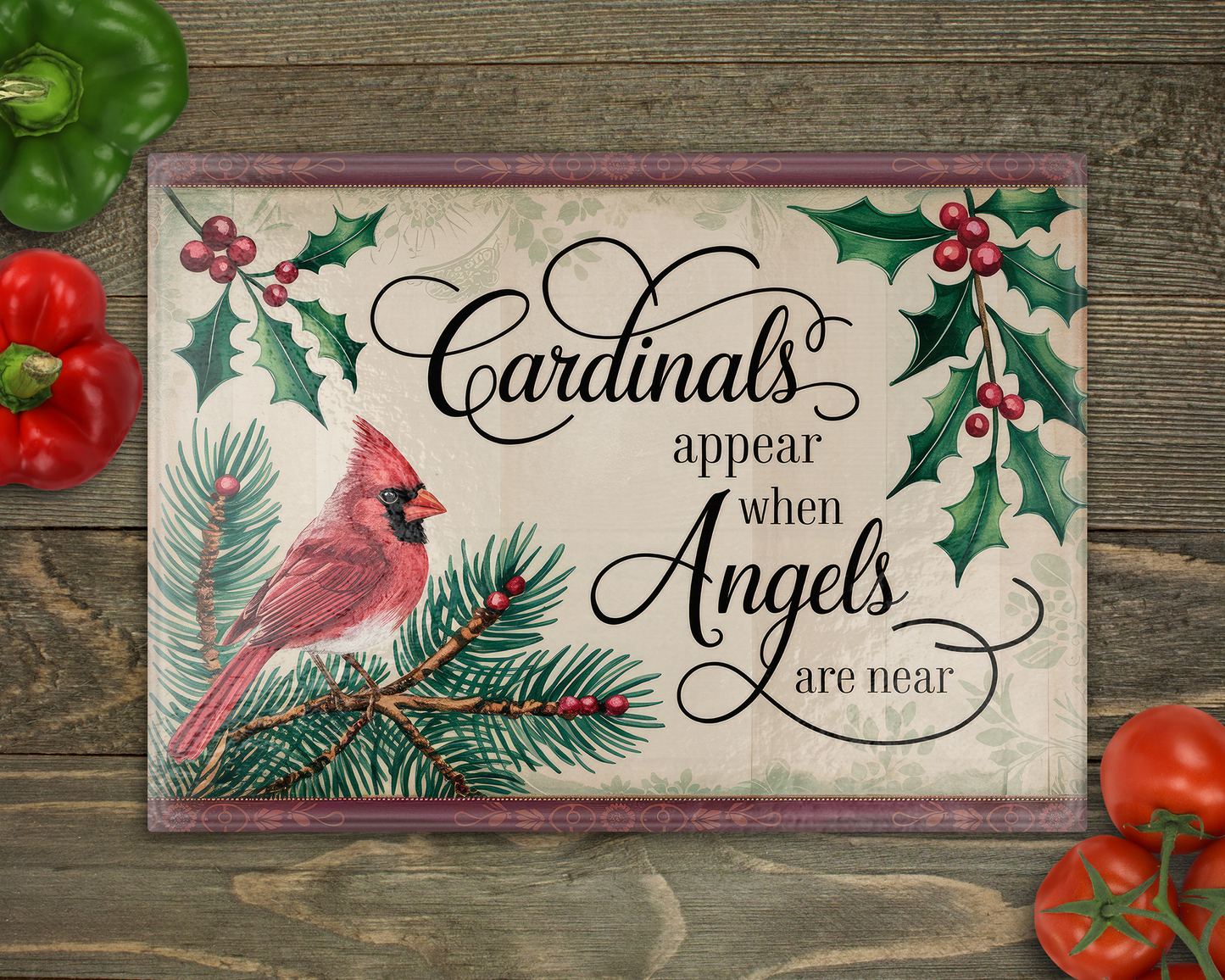 Cardinals Appear Glass Cutting Board