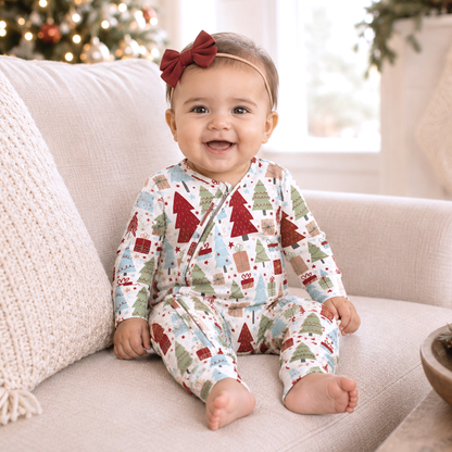 Christmas Merry Baby Bamboo Zipper Romper - Family Matching