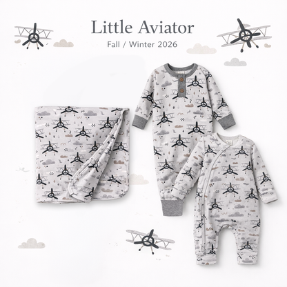 Airplane Zipper Romper -  Bamboo Baby Footie Outfit