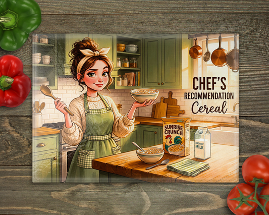 Chef Cereal Glass Cutting Board