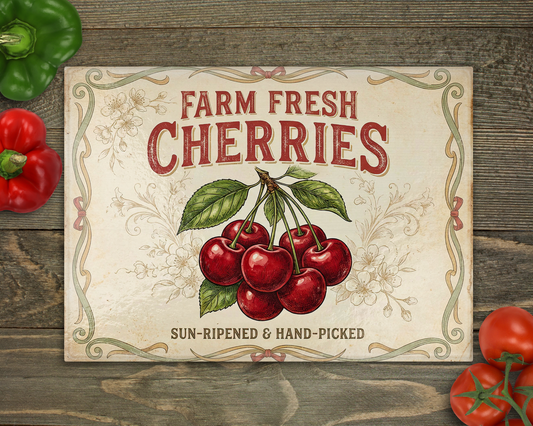 Cherries Glass Cutting Board