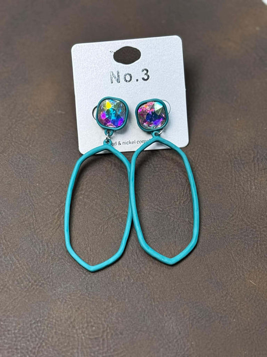 OVAL DANGLE EARRINGS WITH AB