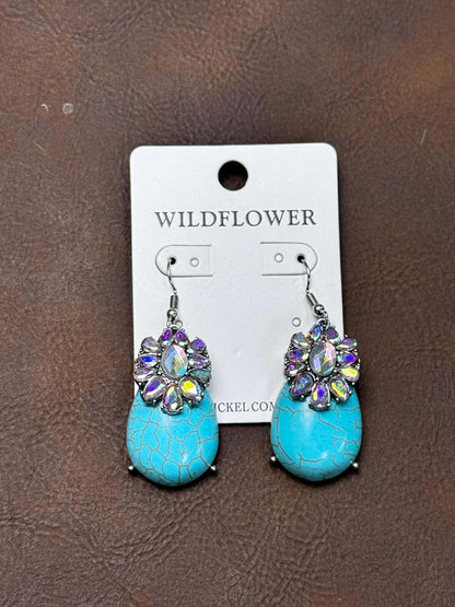 STONE AND AB DANGLE EARRINGS