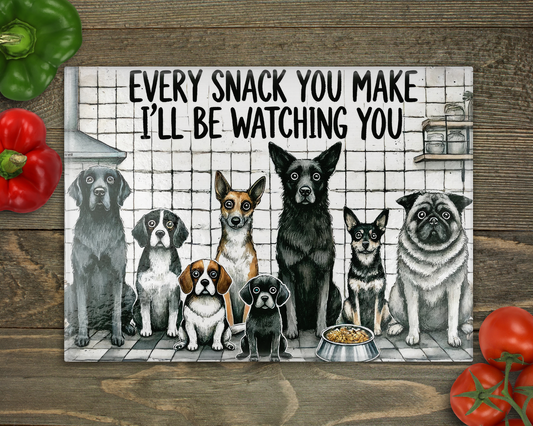 Dogs Every Snack Glass Cutting Board